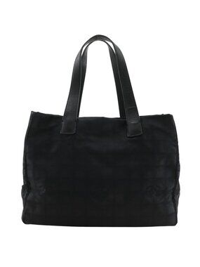 Chanel New Travel Line Tote MM Nylon Canvas Black